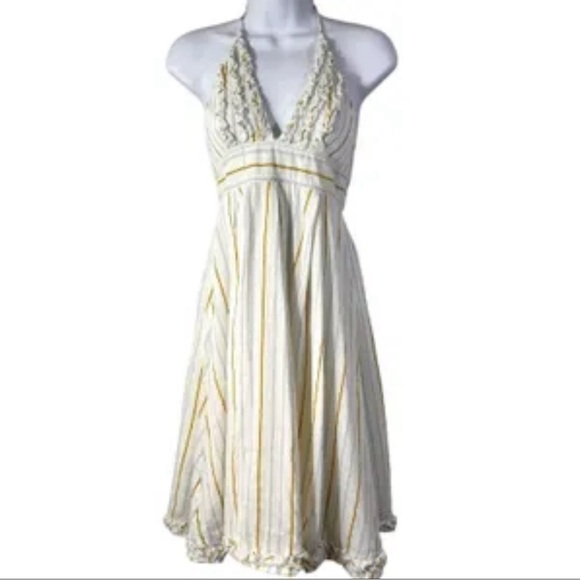 J. Crew Sylvan Halter Dress Ivory Yellow Gold Size 2 - Picture 1 of 7